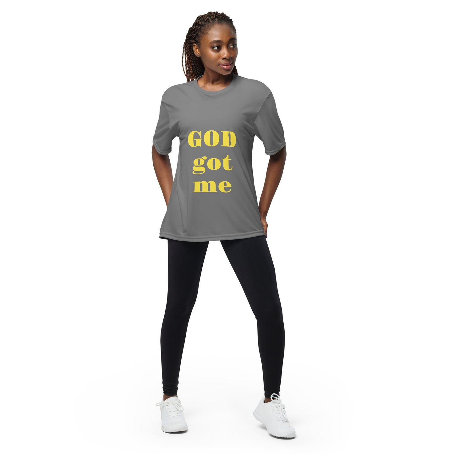 Unisex performance crew neck t-shirt GOD got me