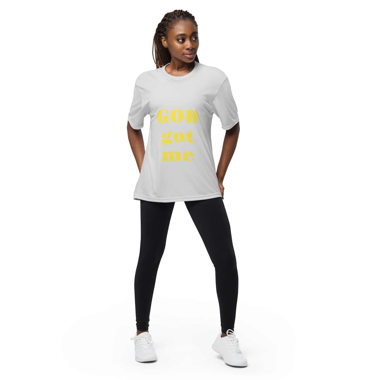 Unisex performance crew neck t-shirt GOD got me